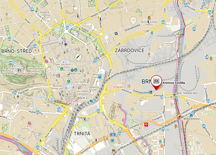 Map – location of the Křenova kindergarten